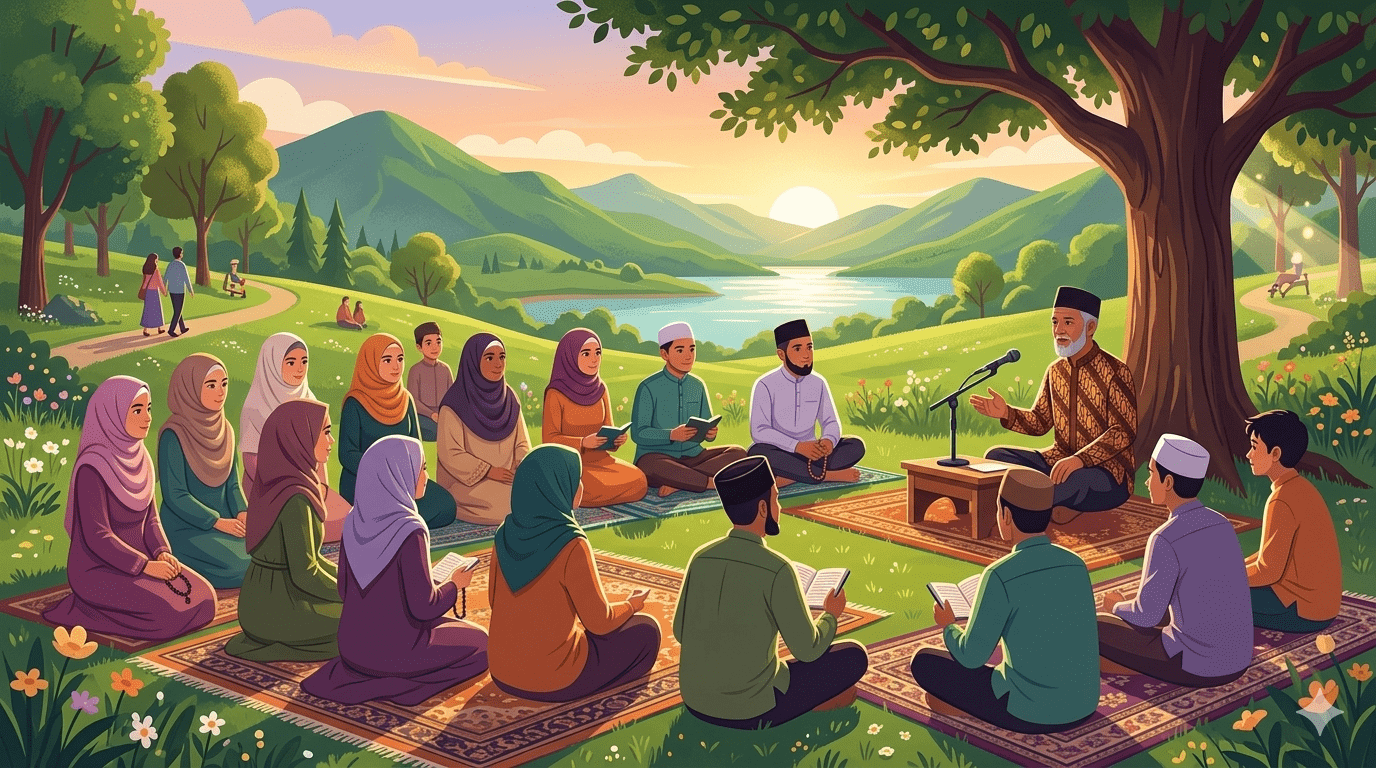 Tren Pengajian Outdoor: Beribadah Sekaligus Rekreasi